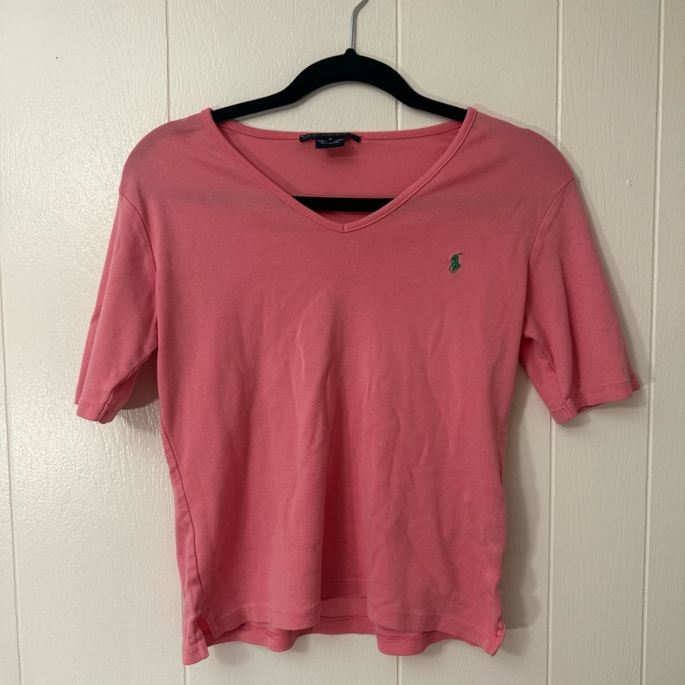 Ralph Lauren pink V-Neck Short Sleeve Shirt